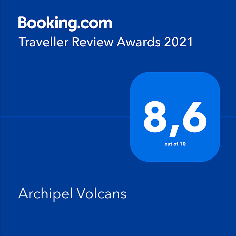 Archipel Volcan décroche un award 2021 avec une note de 8,6/10 sur Booking.com